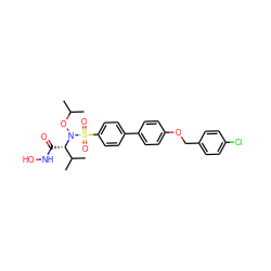 CC(C)ON([C@@H](C(=O)NO)C(C)C)S(=O)(=O)c1ccc(-c2ccc(OCc3ccc(Cl)cc3)cc2)cc1 ZINC000043018576