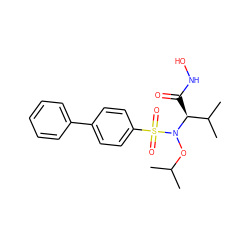 CC(C)ON([C@@H](C(=O)NO)C(C)C)S(=O)(=O)c1ccc(-c2ccccc2)cc1 ZINC000013831240