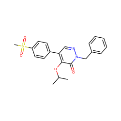 CC(C)Oc1c(-c2ccc(S(C)(=O)=O)cc2)cnn(Cc2ccccc2)c1=O ZINC000001488725