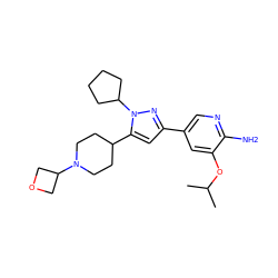 CC(C)Oc1cc(-c2cc(C3CCN(C4COC4)CC3)n(C3CCCC3)n2)cnc1N ZINC000146476119