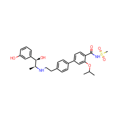 CC(C)Oc1cc(-c2ccc(CCN[C@@H](C)[C@H](O)c3cccc(O)c3)cc2)ccc1C(=O)NS(C)(=O)=O ZINC000042989853