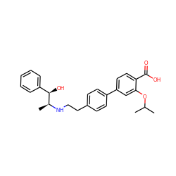 CC(C)Oc1cc(-c2ccc(CCN[C@@H](C)[C@H](O)c3ccccc3)cc2)ccc1C(=O)O ZINC000040835864