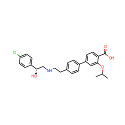 CC(C)Oc1cc(-c2ccc(CCNC[C@H](O)c3ccc(Cl)cc3)cc2)ccc1C(=O)O ZINC000040862221