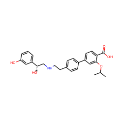 CC(C)Oc1cc(-c2ccc(CCNC[C@H](O)c3cccc(O)c3)cc2)ccc1C(=O)O ZINC000040391198