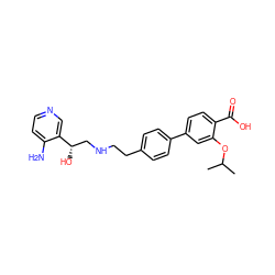 CC(C)Oc1cc(-c2ccc(CCNC[C@H](O)c3cnccc3N)cc2)ccc1C(=O)O ZINC000040914437