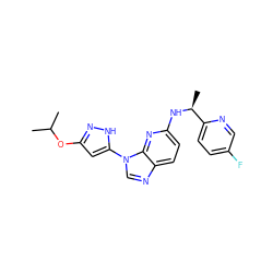 CC(C)Oc1cc(-n2cnc3ccc(N[C@@H](C)c4ccc(F)cn4)nc32)[nH]n1 ZINC000043200601