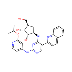 CC(C)Oc1cc(Nc2ncc(-c3ccc4ccccc4n3)c(N[C@@H]3C[C@H](CO)[C@@H](O)[C@H]3O)n2)ccn1 ZINC000473108282