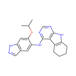 CC(C)Oc1cc2[nH]ncc2cc1Nc1ncnc2[nH]c3c(c12)CCCC3 ZINC000142093849