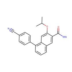 CC(C)Oc1cc2c(-c3ccc(C#N)cc3)cccc2cc1C(N)=O ZINC001772648637