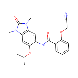 CC(C)Oc1cc2c(cc1NC(=O)c1ccccc1OCC#N)n(C)c(=O)n2C ZINC000653833436