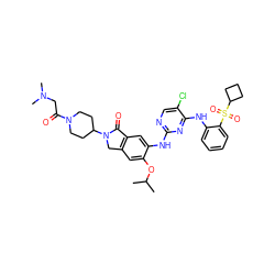 CC(C)Oc1cc2c(cc1Nc1ncc(Cl)c(Nc3ccccc3S(=O)(=O)C3CCC3)n1)C(=O)N(C1CCN(C(=O)CN(C)C)CC1)C2 ZINC000096177893