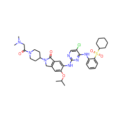 CC(C)Oc1cc2c(cc1Nc1ncc(Cl)c(Nc3ccccc3S(=O)(=O)C3CCCCC3)n1)C(=O)N(C1CCN(C(=O)CN(C)C)CC1)C2 ZINC000096177892