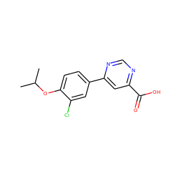 CC(C)Oc1ccc(-c2cc(C(=O)O)ncn2)cc1Cl ZINC000071649298