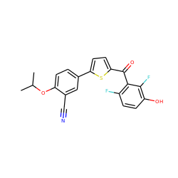 CC(C)Oc1ccc(-c2ccc(C(=O)c3c(F)ccc(O)c3F)s2)cc1C#N ZINC001772583877