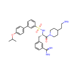 CC(C)Oc1ccc(-c2cccc(S(=O)(=O)N[C@@H](Cc3cccc(C(=N)N)c3)C(=O)N3CCC(CCN)CC3)c2)cc1 ZINC000049889567