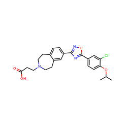 CC(C)Oc1ccc(-c2nc(-c3ccc4c(c3)CCN(CCC(=O)O)CC4)no2)cc1Cl ZINC000043206422