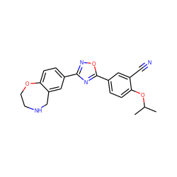 CC(C)Oc1ccc(-c2nc(-c3ccc4c(c3)CNCCO4)no2)cc1C#N ZINC000139999927