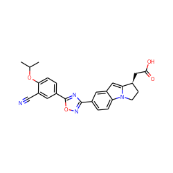 CC(C)Oc1ccc(-c2nc(-c3ccc4c(c3)cc3n4CC[C@@H]3CC(=O)O)no2)cc1C#N ZINC000084671367