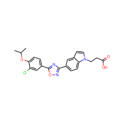 CC(C)Oc1ccc(-c2nc(-c3ccc4c(ccn4CCC(=O)O)c3)no2)cc1Cl ZINC000084632888