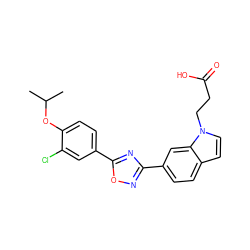 CC(C)Oc1ccc(-c2nc(-c3ccc4ccn(CCC(=O)O)c4c3)no2)cc1Cl ZINC000084619202