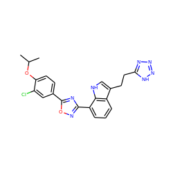 CC(C)Oc1ccc(-c2nc(-c3cccc4c(CCc5nnn[nH]5)c[nH]c34)no2)cc1Cl ZINC000084618311