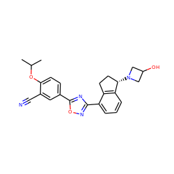 CC(C)Oc1ccc(-c2nc(-c3cccc4c3CC[C@@H]4N3CC(O)C3)no2)cc1C#N ZINC000117468337