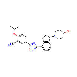 CC(C)Oc1ccc(-c2nc(-c3cccc4c3CC[C@@H]4N3CCC(O)CC3)no2)cc1C#N ZINC000118268539