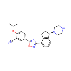 CC(C)Oc1ccc(-c2nc(-c3cccc4c3CC[C@@H]4N3CCNCC3)no2)cc1C#N ZINC000198822186