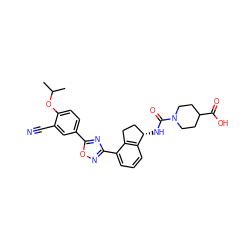 CC(C)Oc1ccc(-c2nc(-c3cccc4c3CC[C@@H]4NC(=O)N3CCC(C(=O)O)CC3)no2)cc1C#N ZINC000202710725