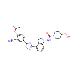 CC(C)Oc1ccc(-c2nc(-c3cccc4c3CC[C@@H]4NC(=O)N3CCC(CO)CC3)no2)cc1C#N ZINC000202703544