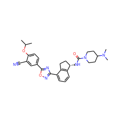 CC(C)Oc1ccc(-c2nc(-c3cccc4c3CC[C@@H]4NC(=O)N3CCC(N(C)C)CC3)no2)cc1C#N ZINC000202707549