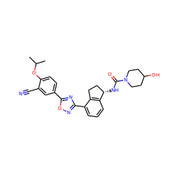 CC(C)Oc1ccc(-c2nc(-c3cccc4c3CC[C@@H]4NC(=O)N3CCC(O)CC3)no2)cc1C#N ZINC000202711736