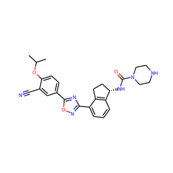 CC(C)Oc1ccc(-c2nc(-c3cccc4c3CC[C@@H]4NC(=O)N3CCNCC3)no2)cc1C#N ZINC000202712575