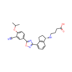 CC(C)Oc1ccc(-c2nc(-c3cccc4c3CC[C@@H]4NCCCC(=O)O)no2)cc1C#N ZINC000198836855