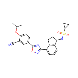 CC(C)Oc1ccc(-c2nc(-c3cccc4c3CC[C@@H]4NS(=O)(=O)C3CC3)no2)cc1C#N ZINC000198817814