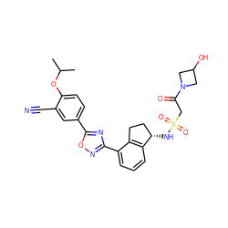 CC(C)Oc1ccc(-c2nc(-c3cccc4c3CC[C@@H]4NS(=O)(=O)CC(=O)N3CC(O)C3)no2)cc1C#N ZINC000202707432