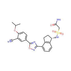 CC(C)Oc1ccc(-c2nc(-c3cccc4c3CC[C@@H]4NS(=O)(=O)CC(N)=O)no2)cc1C#N ZINC000202703646