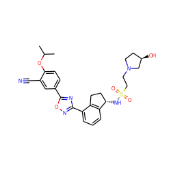 CC(C)Oc1ccc(-c2nc(-c3cccc4c3CC[C@@H]4NS(=O)(=O)CCN3CC[C@@H](O)C3)no2)cc1C#N ZINC000198822137