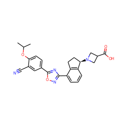 CC(C)Oc1ccc(-c2nc(-c3cccc4c3CC[C@H]4N3CC(C(=O)O)C3)no2)cc1C#N ZINC000117408836