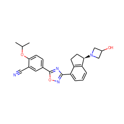 CC(C)Oc1ccc(-c2nc(-c3cccc4c3CC[C@H]4N3CC(O)C3)no2)cc1C#N ZINC000117468327