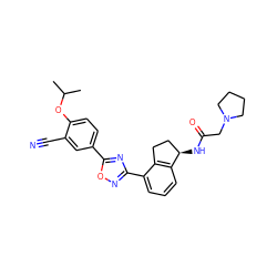 CC(C)Oc1ccc(-c2nc(-c3cccc4c3CC[C@H]4NC(=O)CN3CCCC3)no2)cc1C#N ZINC000202707899