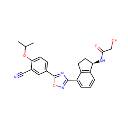 CC(C)Oc1ccc(-c2nc(-c3cccc4c3CC[C@H]4NC(=O)CO)no2)cc1C#N ZINC000118263786