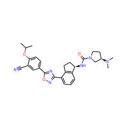 CC(C)Oc1ccc(-c2nc(-c3cccc4c3CC[C@H]4NC(=O)N3CC[C@@H](N(C)C)C3)no2)cc1C#N ZINC000202709849