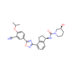 CC(C)Oc1ccc(-c2nc(-c3cccc4c3CC[C@H]4NC(=O)N3CCC[C@H](O)C3)no2)cc1C#N ZINC000202713838