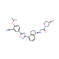 CC(C)Oc1ccc(-c2nc(-c3cccc4c3CC[C@H]4NCC(=O)N3CC[C@@H](O)C3)no2)cc1C#N ZINC000202713083