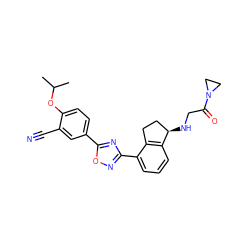 CC(C)Oc1ccc(-c2nc(-c3cccc4c3CC[C@H]4NCC(=O)N3CC3)no2)cc1C#N ZINC000202708361