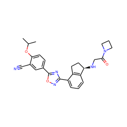 CC(C)Oc1ccc(-c2nc(-c3cccc4c3CC[C@H]4NCC(=O)N3CCC3)no2)cc1C#N ZINC000198830251