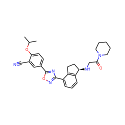 CC(C)Oc1ccc(-c2nc(-c3cccc4c3CC[C@H]4NCC(=O)N3CCCCC3)no2)cc1C#N ZINC000198830301