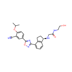 CC(C)Oc1ccc(-c2nc(-c3cccc4c3CC[C@H]4NCC(=O)NCCO)no2)cc1C#N ZINC000204053664