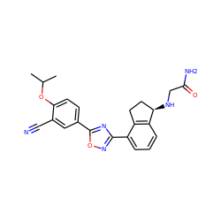 CC(C)Oc1ccc(-c2nc(-c3cccc4c3CC[C@H]4NCC(N)=O)no2)cc1C#N ZINC000202706262